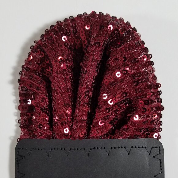 New - Men's Sequin Pre-Folded Pocket Square Insert - Burgundy - Picture 4 of 4